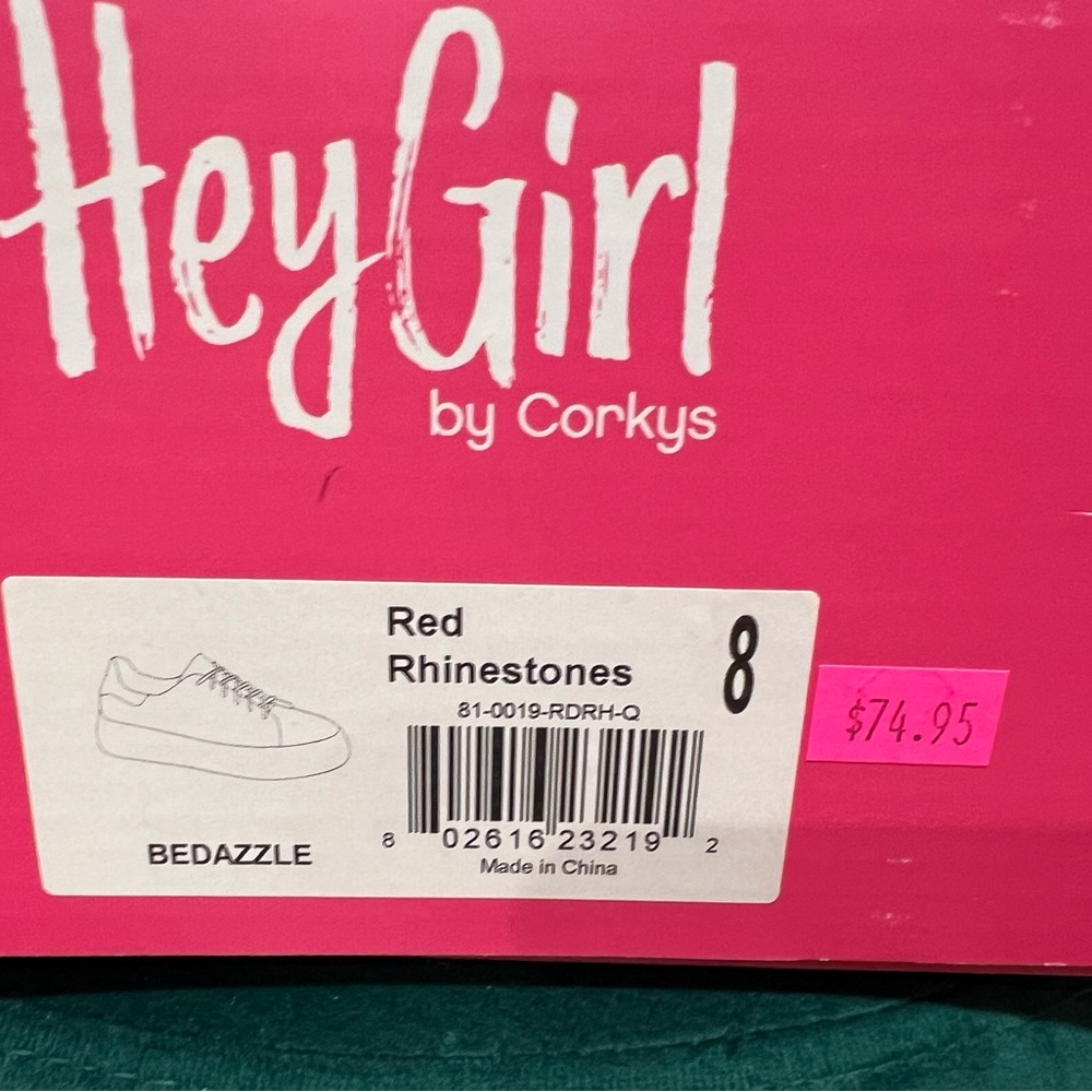 Hey Girl by Corkys Red Rhinestone Sneakers